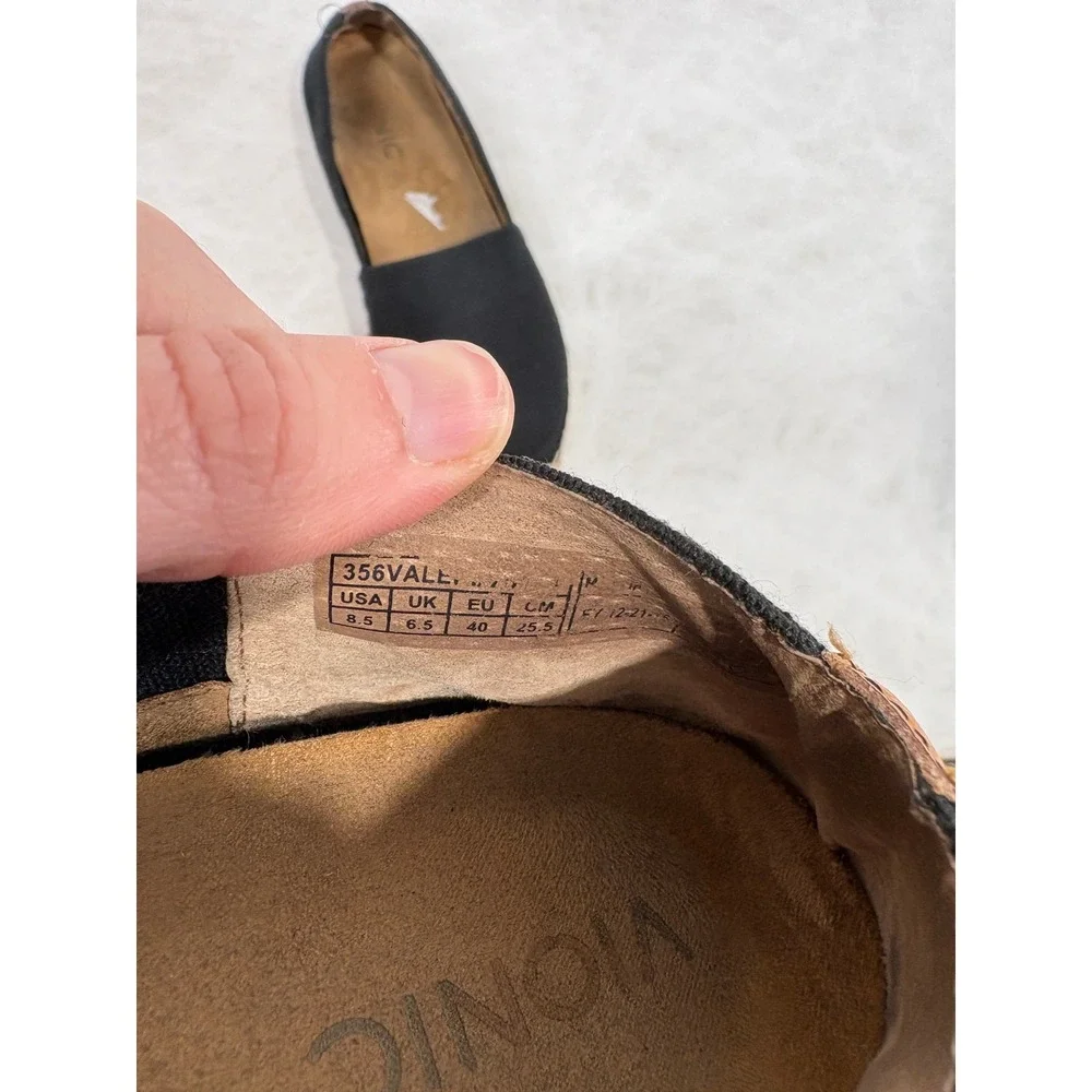 Vionic Valeri Black Canvas Espadrille Slip On Flats Orthotic Support 356VALE 8.5